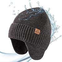 Connectyle Men's Earflap Beanie Hat Fleece Warm Winter Hats Solid
